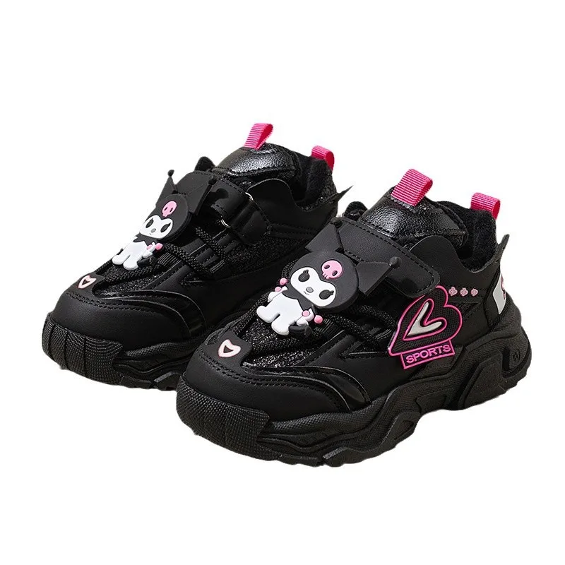 Chica Kuromi dulce lindo agregar zapatillas de algodón Sanrios Kawaii dibujos animados Otoño Invierno figura de Anime nuevos zapatos de algodón de ocio de terciopelo