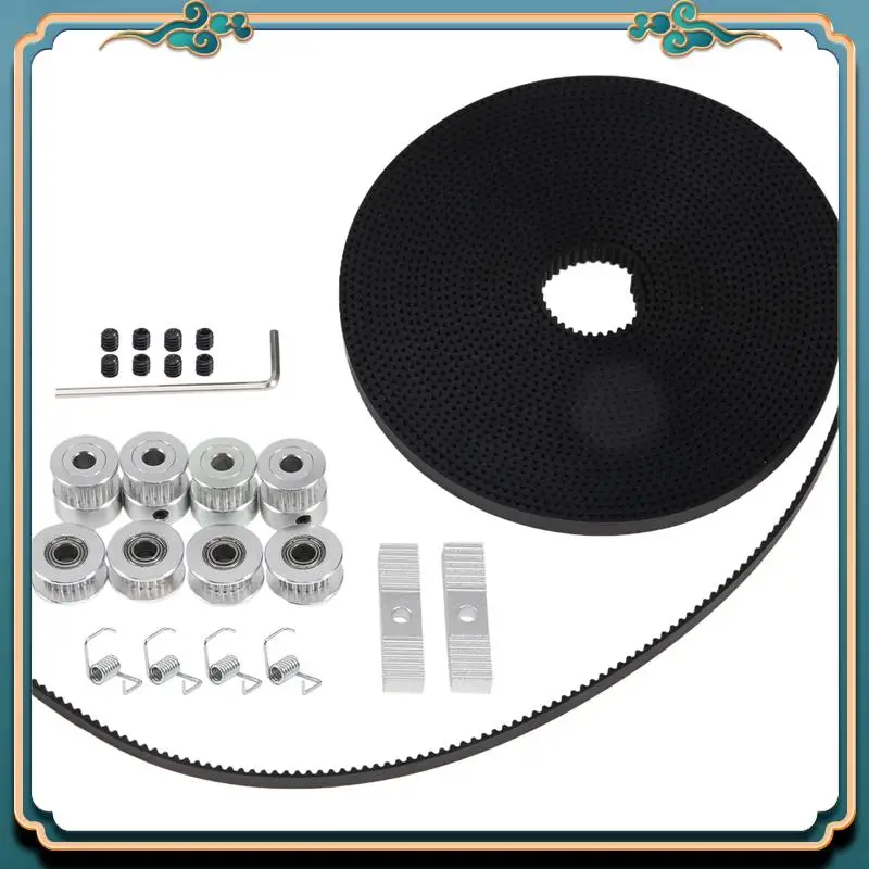 (New)-5Mx6mm Gt2 Timing Belt +4Pcs 20 Tooth 5Mm Inner Diameter Pulley +4Pcs Idler + 4Pcs Tensioner Spring Torsion +2Pcs Gear Cla