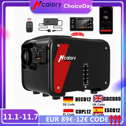 Hcalory Portable Air Diesel Heater with AC Adapter ,12V 24V Car Heater Support App Smart Control and Automatic Stop and Start
