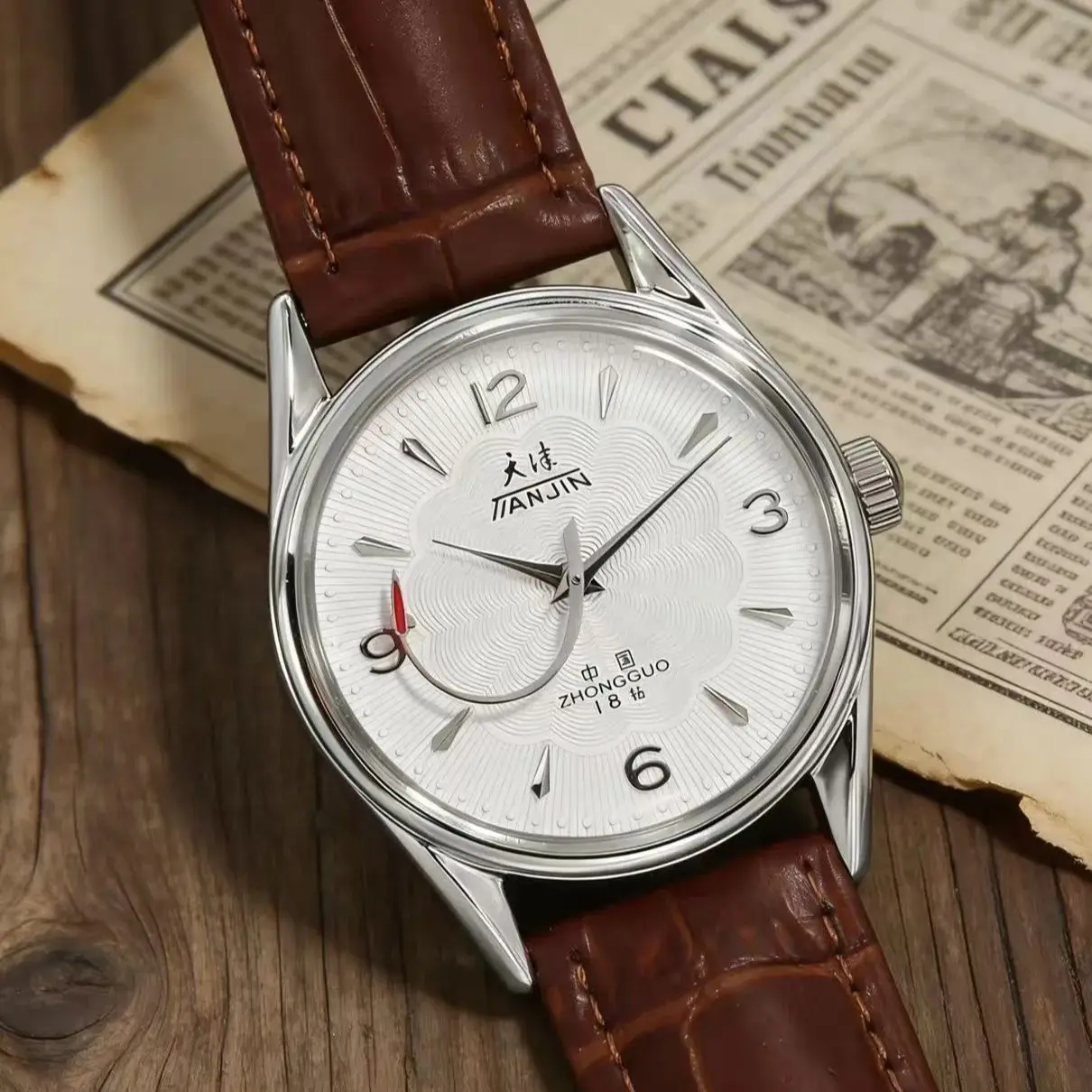 

Механические часы Tianjin для мужчин с ручным заводом, механизм Shanghai 8120, 38 мм, нержавеющая сталь, водонепроницаемые