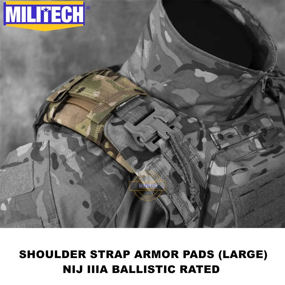 MILITECH Large NIJ Level 3A IIIA 0108.01 Bulletproof Shoulder Strap Armor Pads Modular Ballistic Padding