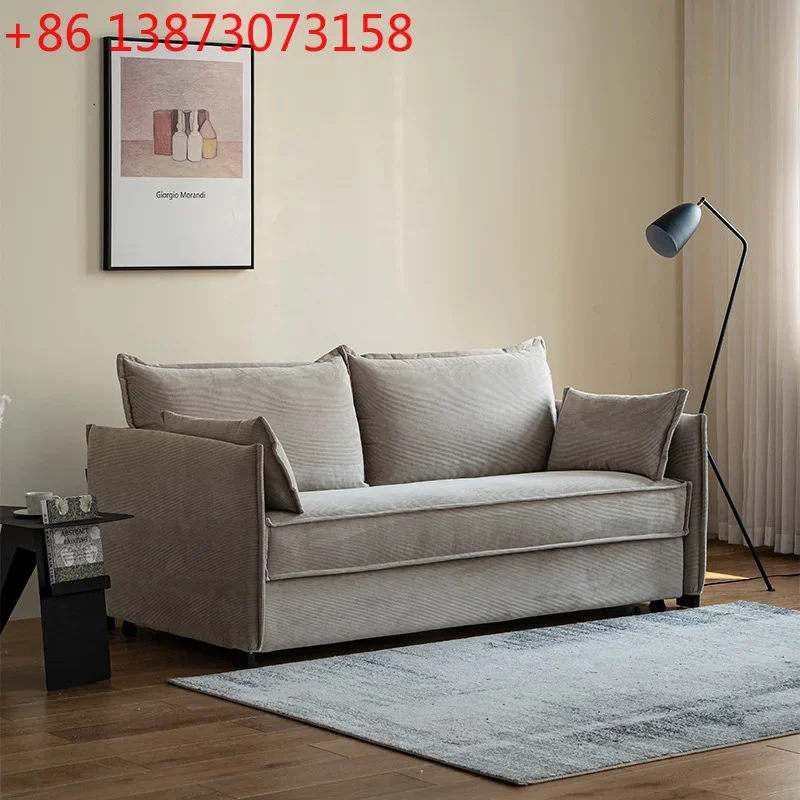 

Nordic corduroy fabric sofa bed foldable inverted living room small apartment multi-functional sofa bed