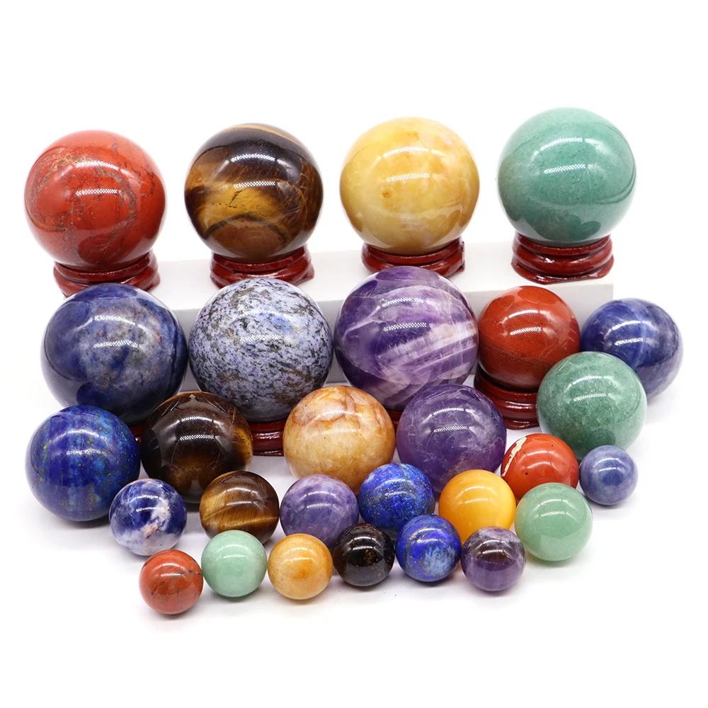 

7 Chakras Natural Crystal Balls Healing Reiki Quartz Stones Beads Energy Therapy Polished Sphere Feng Shui Gems Desk Home Decor