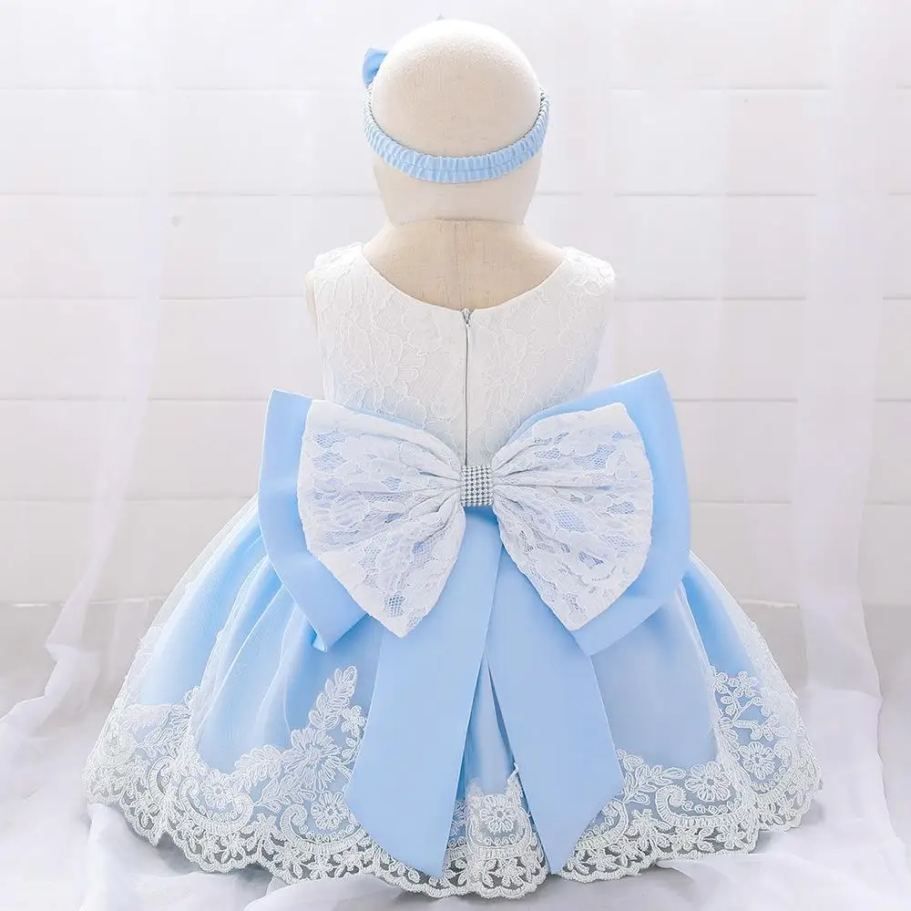 Christas Dress Newborn Baptism Dress For Girls Infant Baby Birthday Wedding Party Dresses Big Bow Lace Baby Girl Summer Clothes