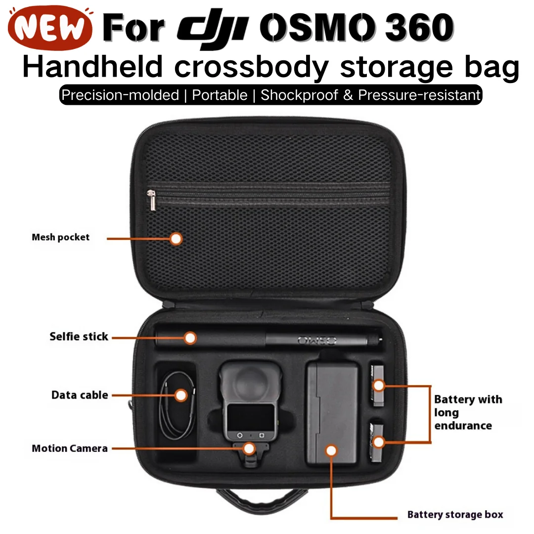 

Carrying Case for DJI Osmo 360 Camera Portable Nylon Storage Protective Travel Bag Handbag Shoulder Bag with Original Lens Cover