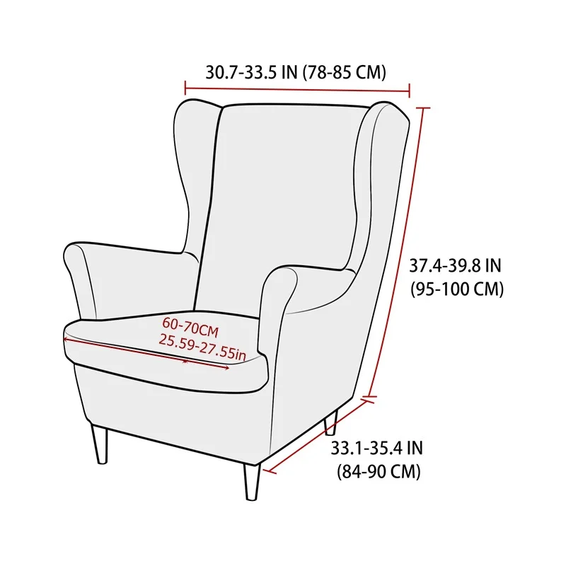 Wing Chair Cover Relax Stretch Spandex High Back Armchair Cover Elastic Non Slip Sofa Slipcover with Seat Cushion Case 2026New