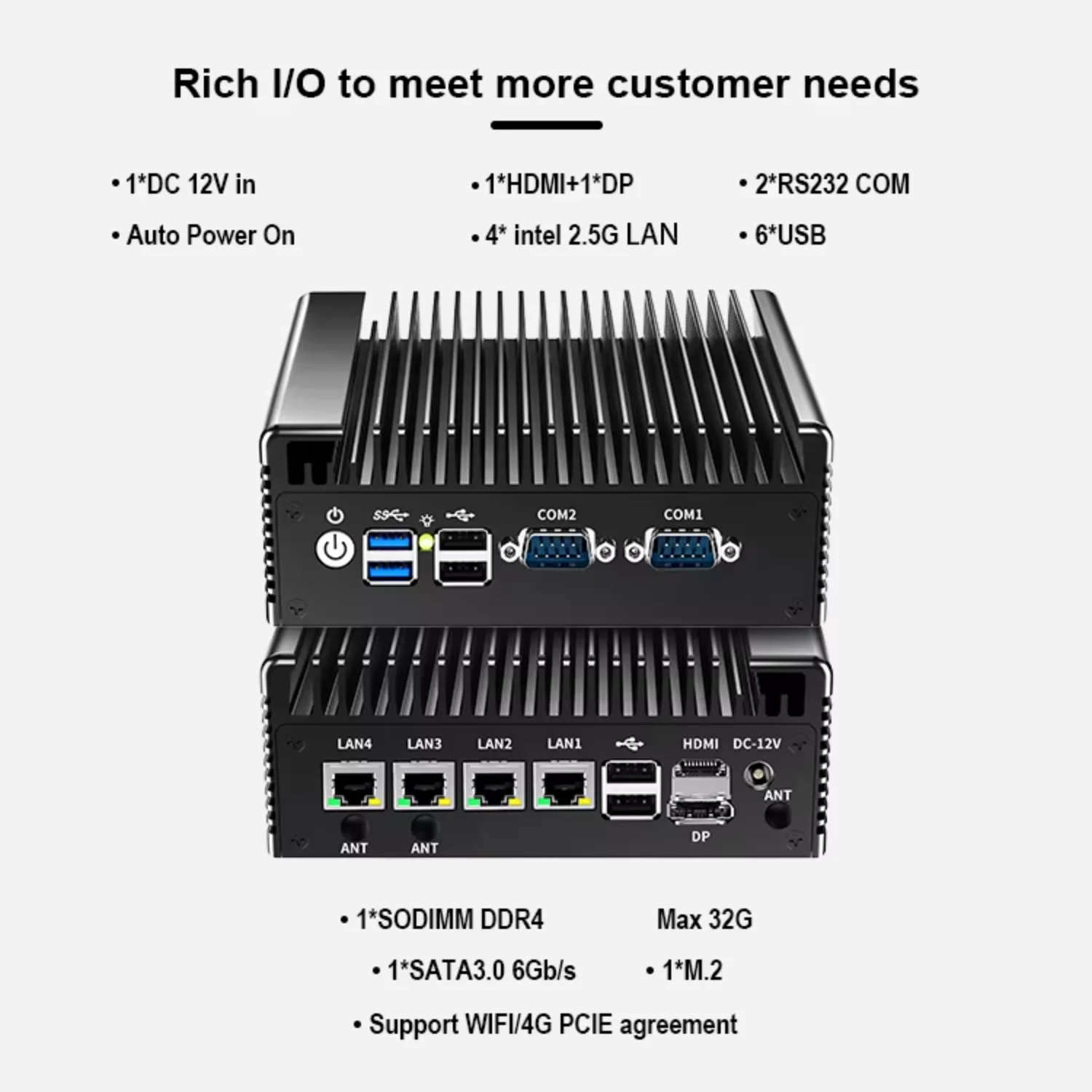 토포튼 팬리스 방화벽 미니 PC 인텔 코어 i3 N305 N100 DDR5 2xM.2 NVMe 4x i226-V 2.5G LAN 8xUSB 산업용 컴퓨터 NAS 서버 썸네일 2