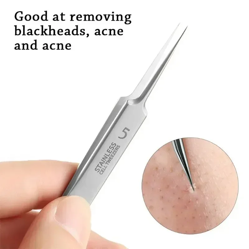 Pinça profissional ultrafina para remoção de cravos e acne, agulhas para salão de beleza, limpador profundo, clipe, ferramenta de cuidados com a pele do rosto