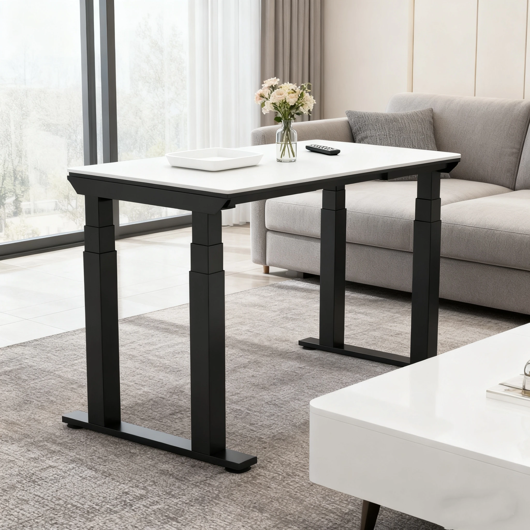Ergonomic Electric Height-adjustable Desk Modern Steel Wood Construction More Conducive Health Silent Operation Four-column