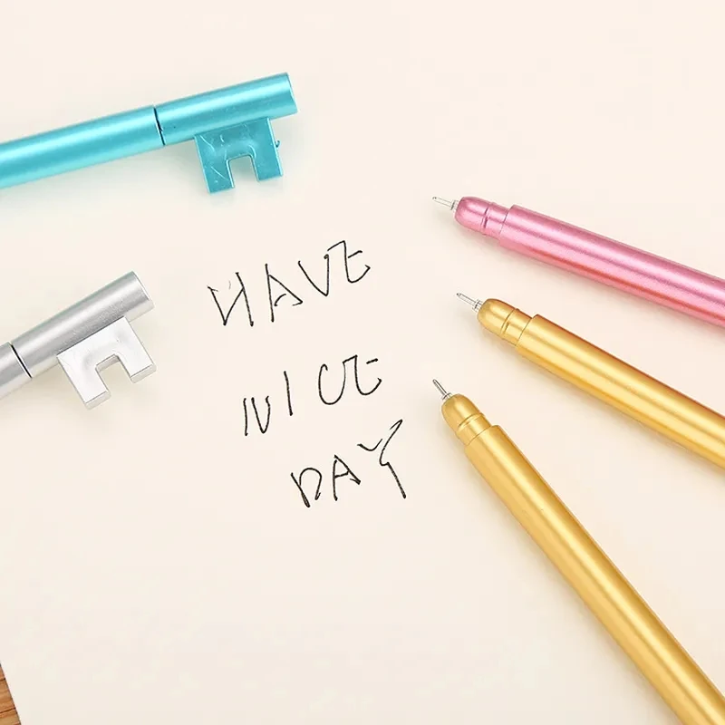 Creative Key Neutral Pen Lovely Cartoon Key Learning Office Retro Water-based Pen Stationery Vintage Handle School Stationery