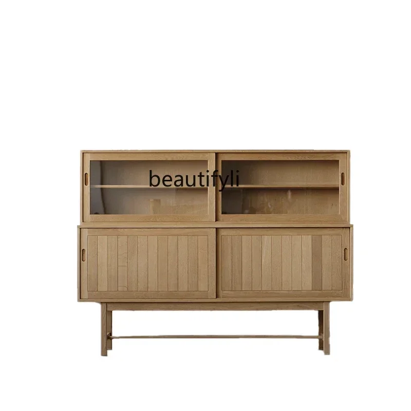 

NQ Side Cabinet French Retro Medieval Living Room North American White Oak Locker Solid Wood Side Cabinet