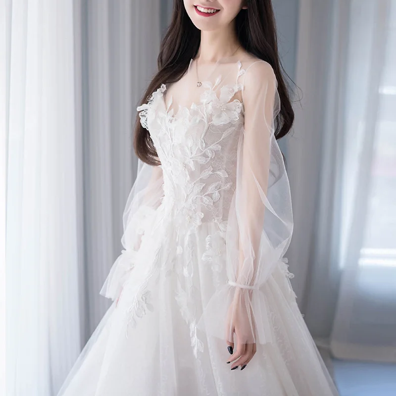 French Light Wedding Dress Dress 2022 New V-neck Sexy Temperament Bride Simple Fairy Tail Small Man Out Dress Evening Dress