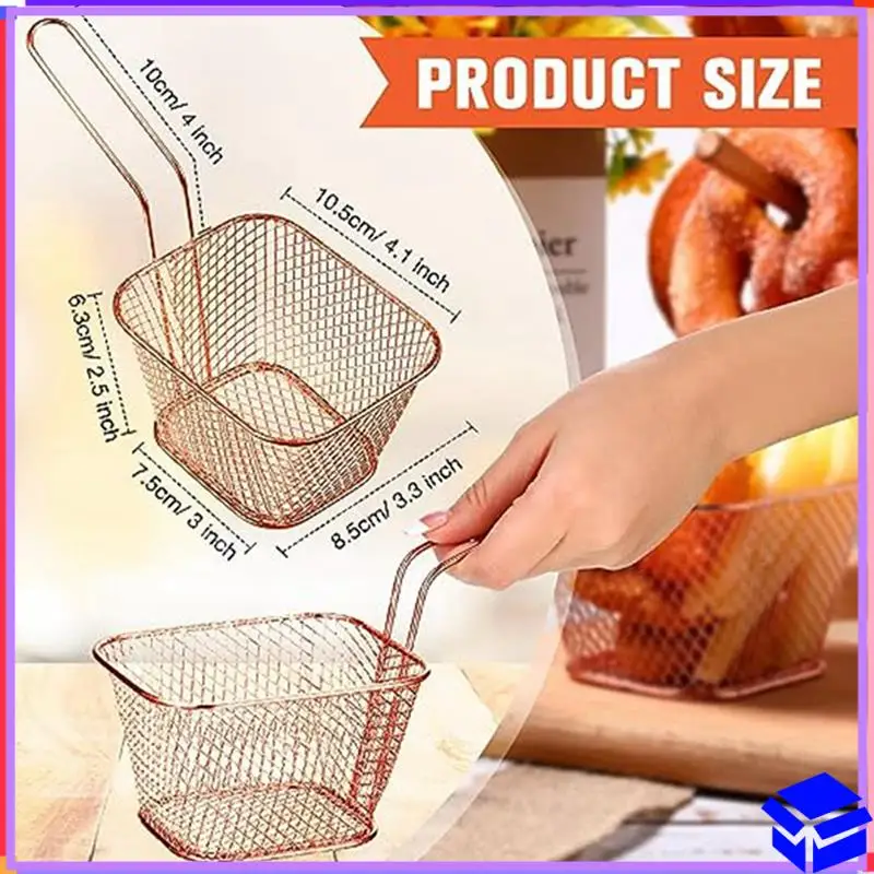

Reliable 24Pcs Mini Square Fry Basket Stainless Steel French Fry Holder Deep Fry Basket Mesh Food Basket With Handles Durable (R