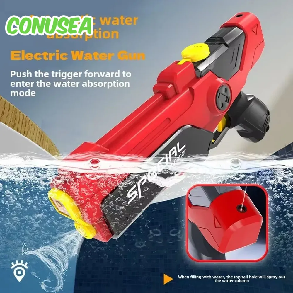 

Water Gun Pool Toys Water Play Supplies Electric Automatic Guns with Light Auto Water Absorption Outdoor Games Toys for Children