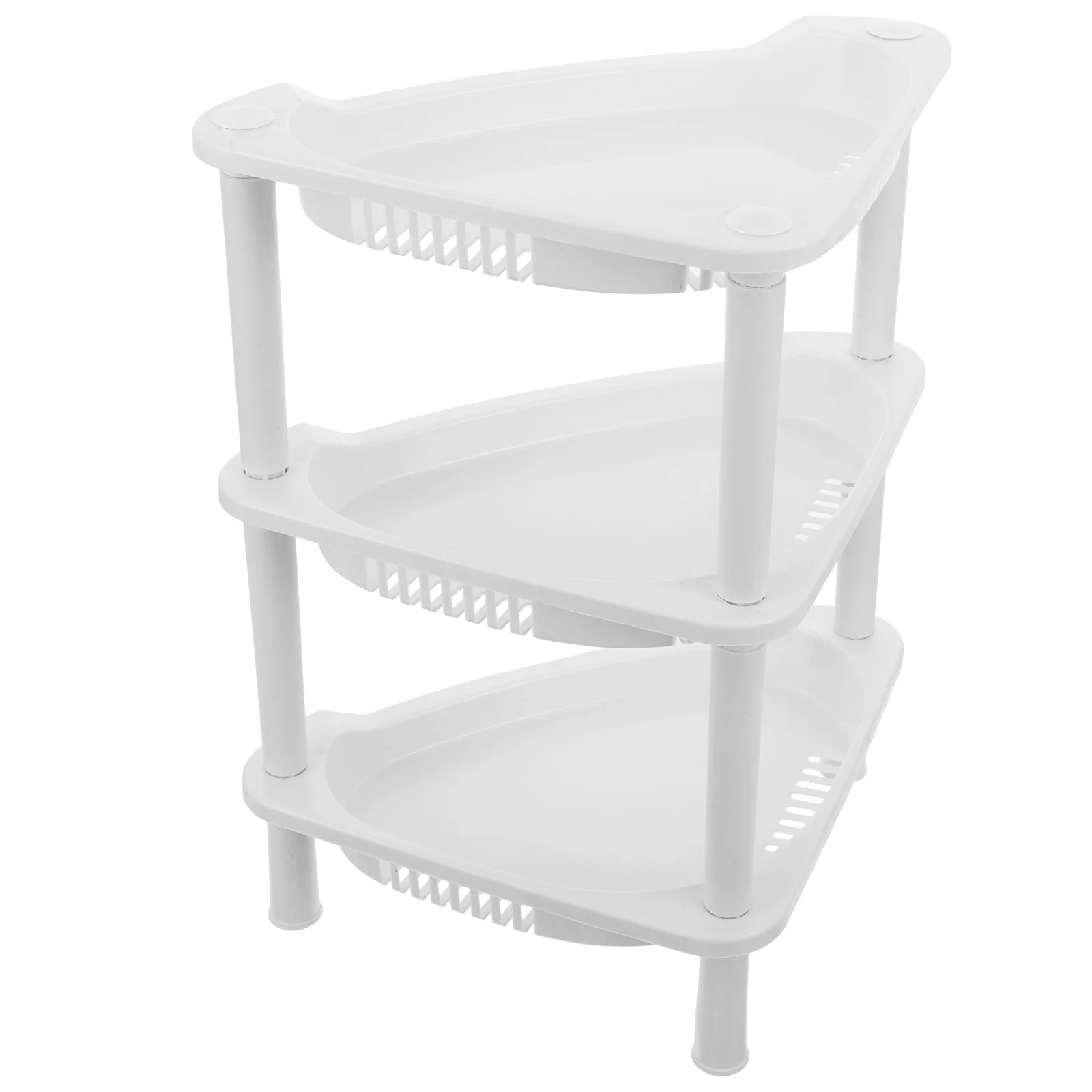 

3 Layer Plastic Small Storage Shelves Plastic Basket Corner Shelf Organizer Desk Stand Rack Bathroom Shelves for Home Household