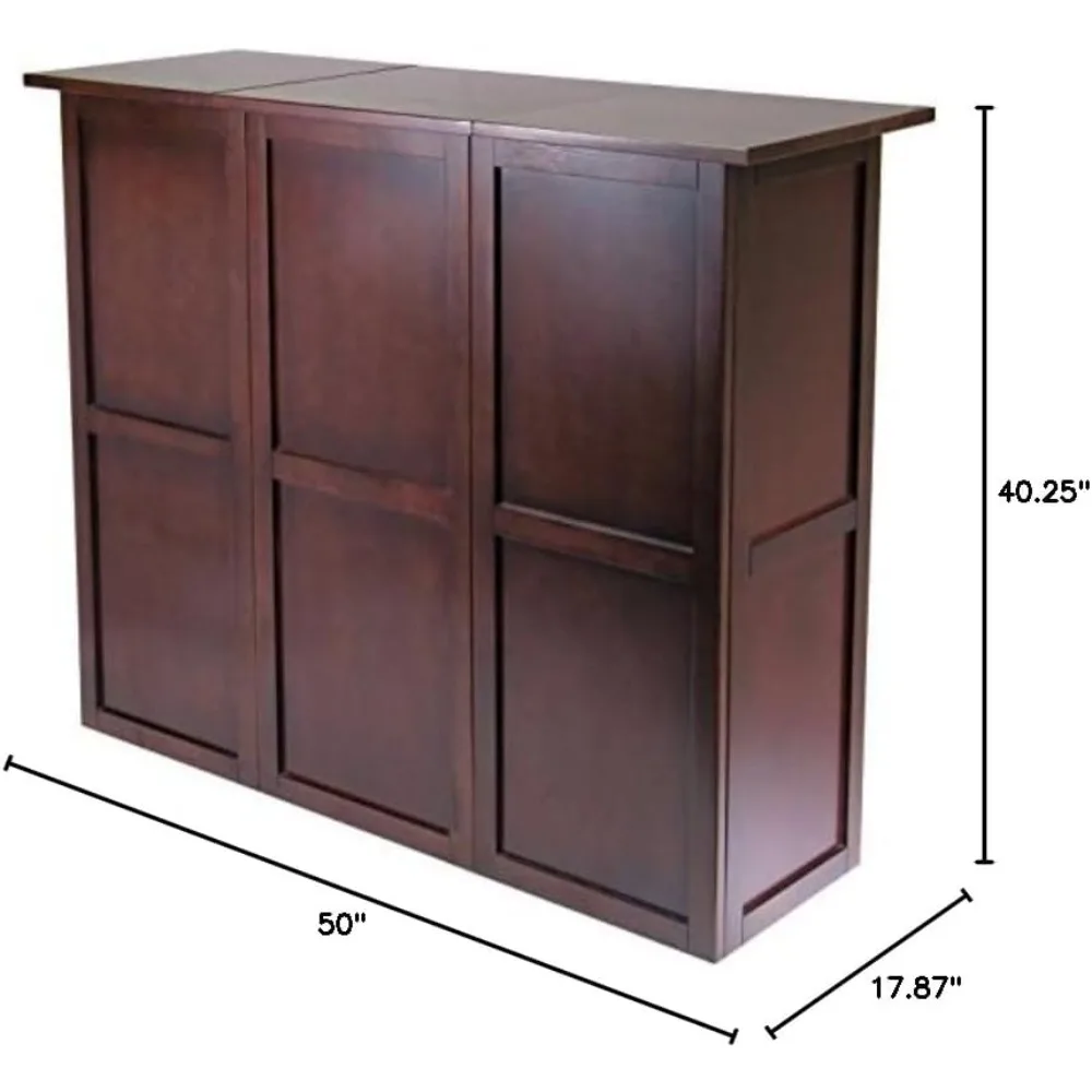 เคาน์เตอร์บาร์ไวน์แบบขยายได้, 40.16 x 50 x 17.87 นิ้ว, สีวอลนัทโบราณ