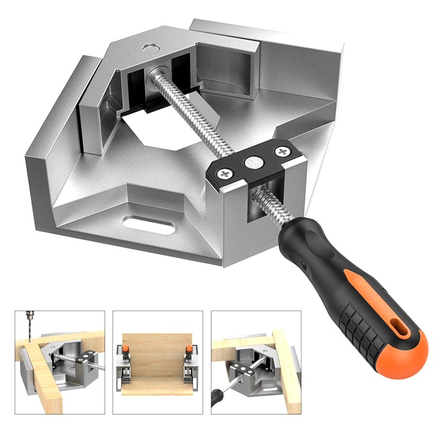 90 Degree Right Angle Clip Clamp Single Handle Aluminum Alloy Corner Clamp Woodworking Picture Frame Clip Right Angle Folder