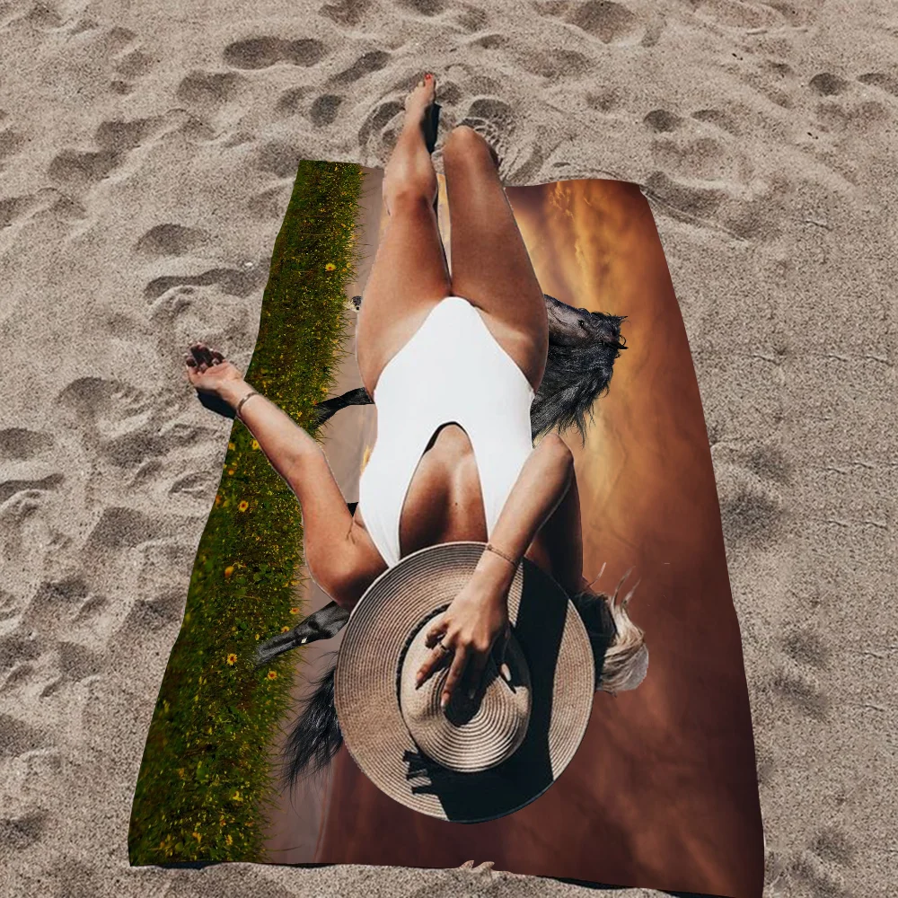 Horse Cartoon Beach Towel Cute Kawaii Room Decor Bath Girls Children Hand Towels For Bathroom Shower