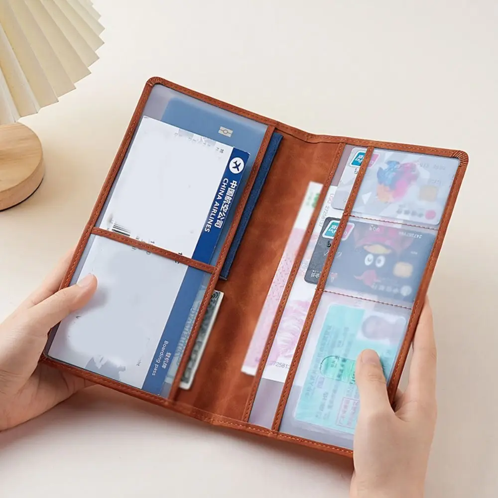 

Card Holder PU Leather Passport Bag Passport Cover Ticket Holder Travel Wallet Card Case Multifunctional Storage Card Bag Men