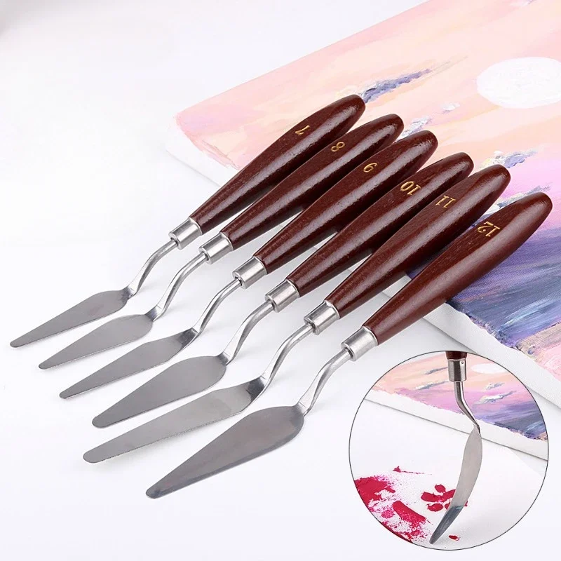 Single Oil Painting Scraper Student Acrylic Paint Creation with Multi-specification Stainless Steel Solid Wood Art Spatula