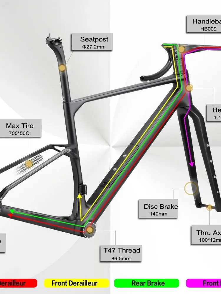 Airwolf 2026 nouveauté T1000 UDH cadre de gravier de vélo entièrement en carbone XS S M L XL cadre de vélo Cyclecross T47 cadre de gravier de vélo