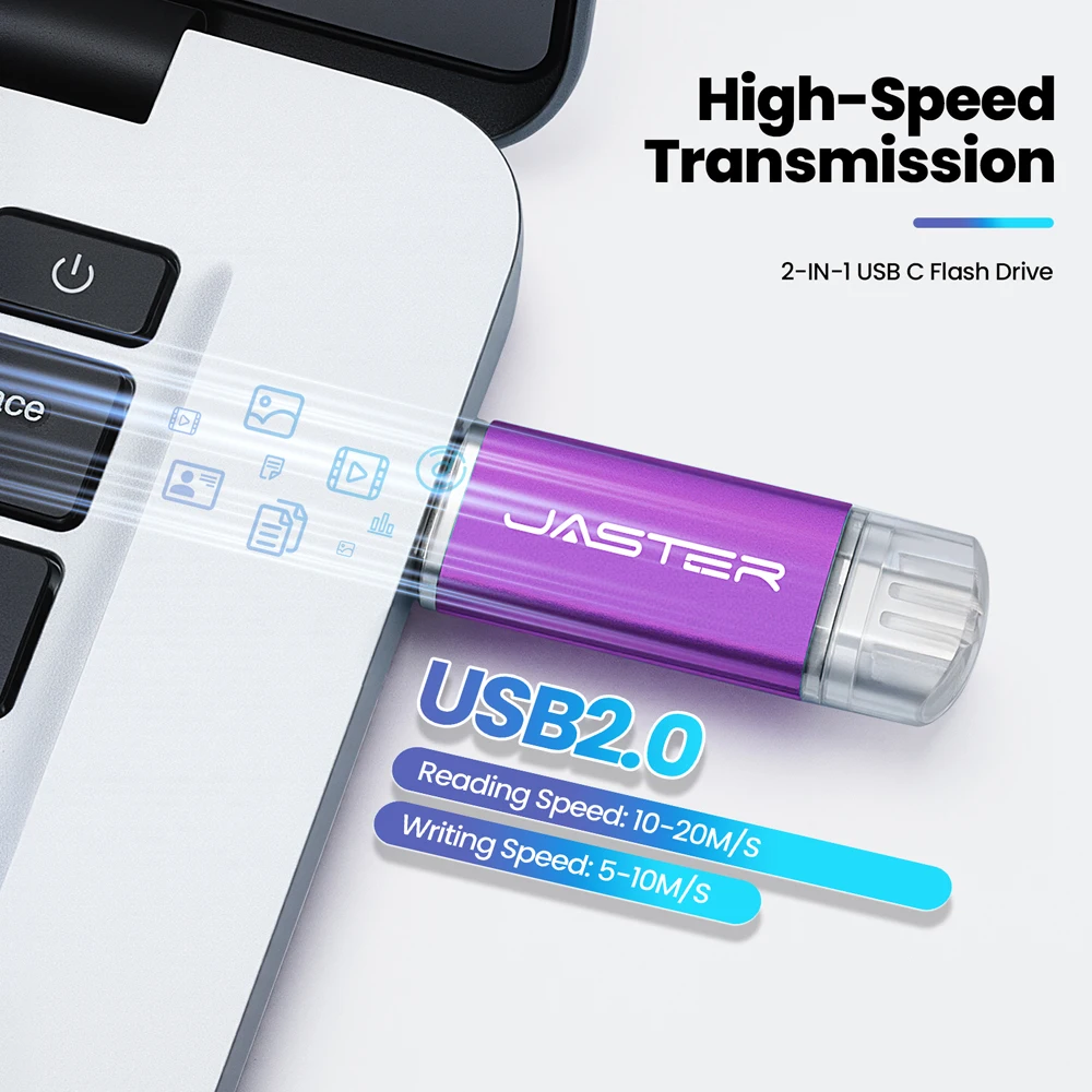 

NEW 2025 2 IN 1 OTG Pen Drive with Type-C 128GB Metal USB2.0 Memory Stick 64GB Colour USB-C Flash Pendrive 32GB Fast Shipping