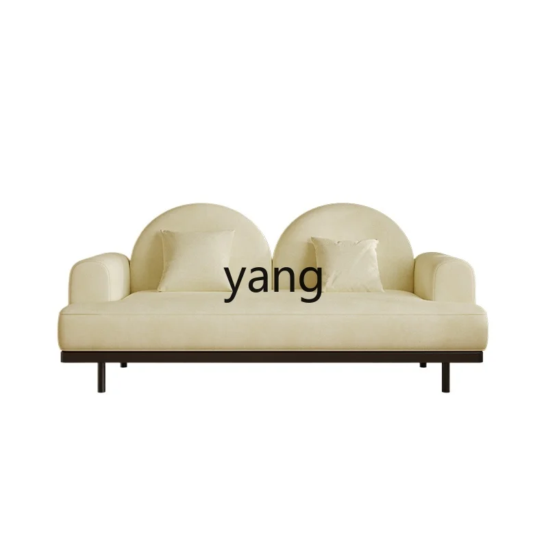 Yjq Cream Style Small Apartment Bedroom Living Room Fabric Craft Sofa B & B Apartment Straight Row Double Small Sofa