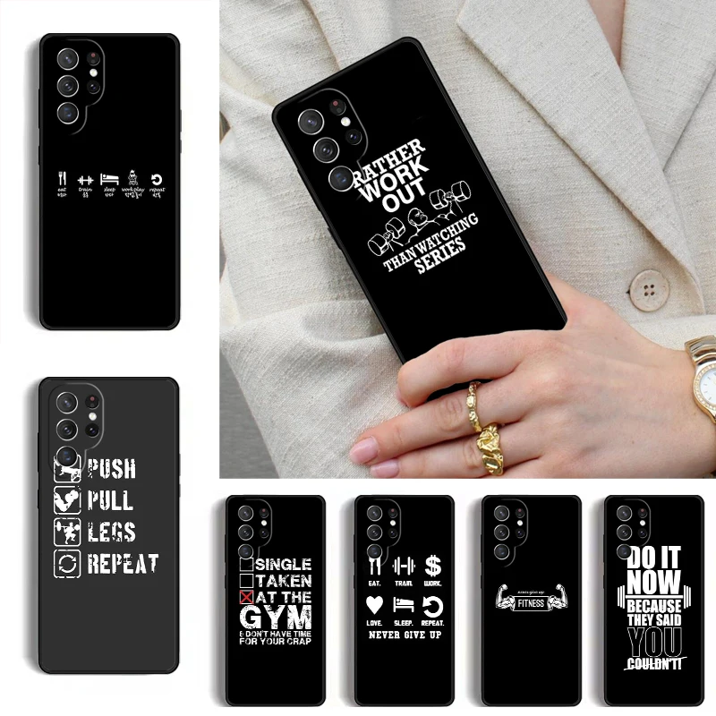Training Workout Gym Crossfit Quote Phone Case for Samsung Galaxy S26 S25 Ultra S24 S23 S22 S21 Plus Note 10 Bumper Cover
