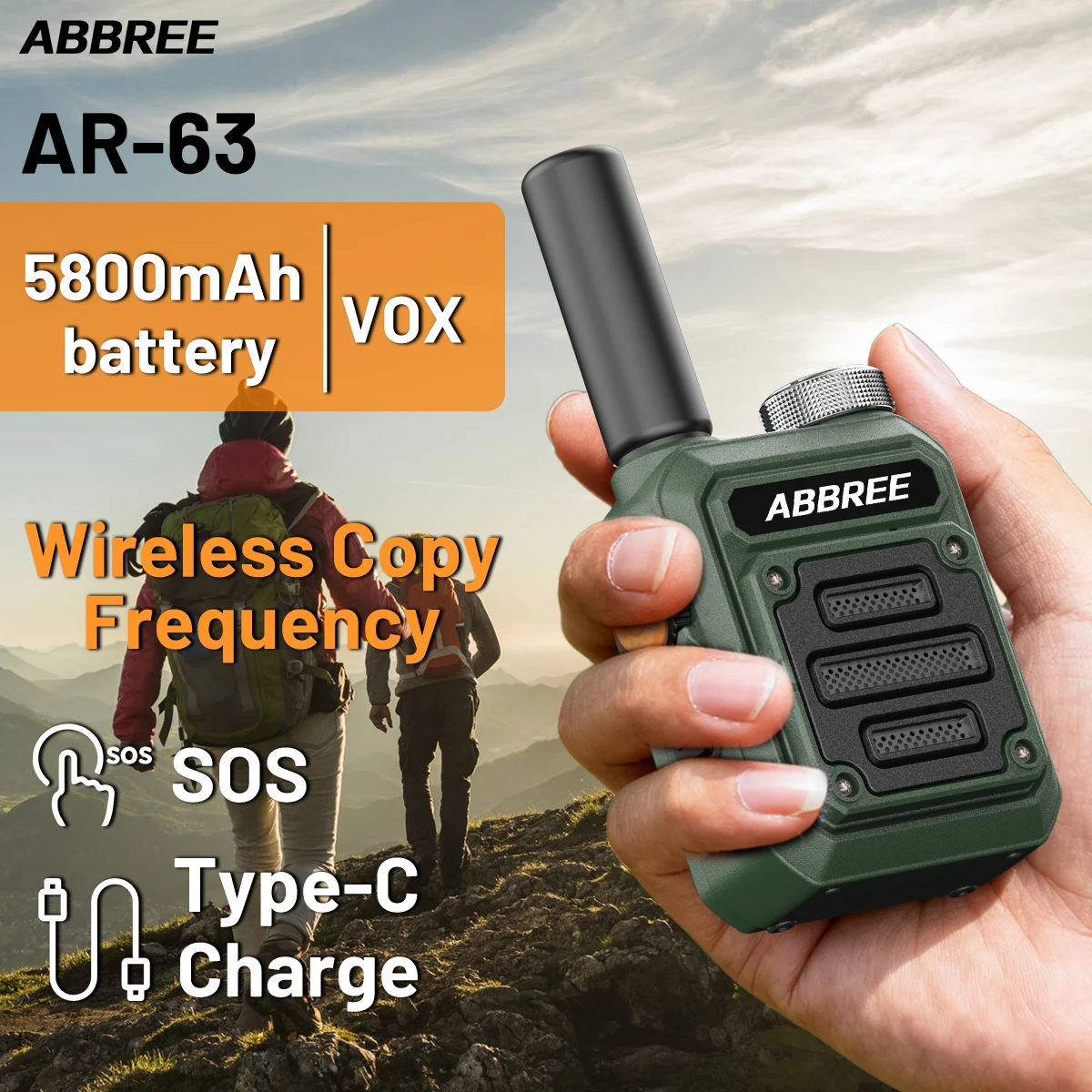 1/2 قطعة ABBREE AR-63 اسلكية تخاطب اللاسلكية نسخة تردد المحمولة UHF راديو Comunicador طويلة المدى للتخييم راديو لحم الخنزير #1