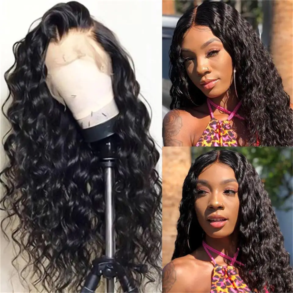 13x4 Transparent Lace Front Wig Water Wave Lace Human Hair Wigs For Women Deep Wave Frontal Lace Wig Brazilian Curly Remy Hair