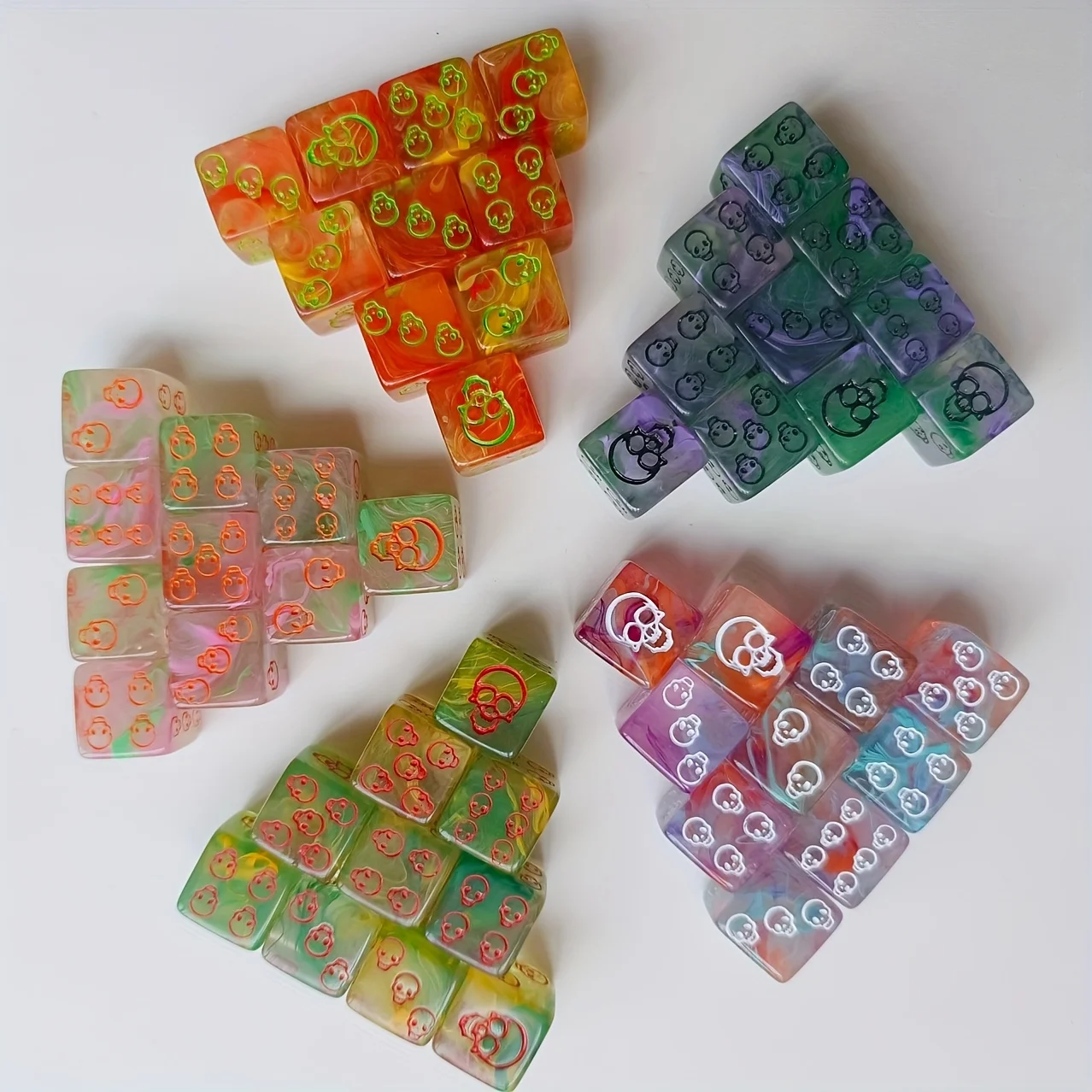 10pcs Skull Texture Six-Sided Dice, DND & TRPG Tabletop Game Accessories, Lightweight And Smooth Touch, Perfect Gift