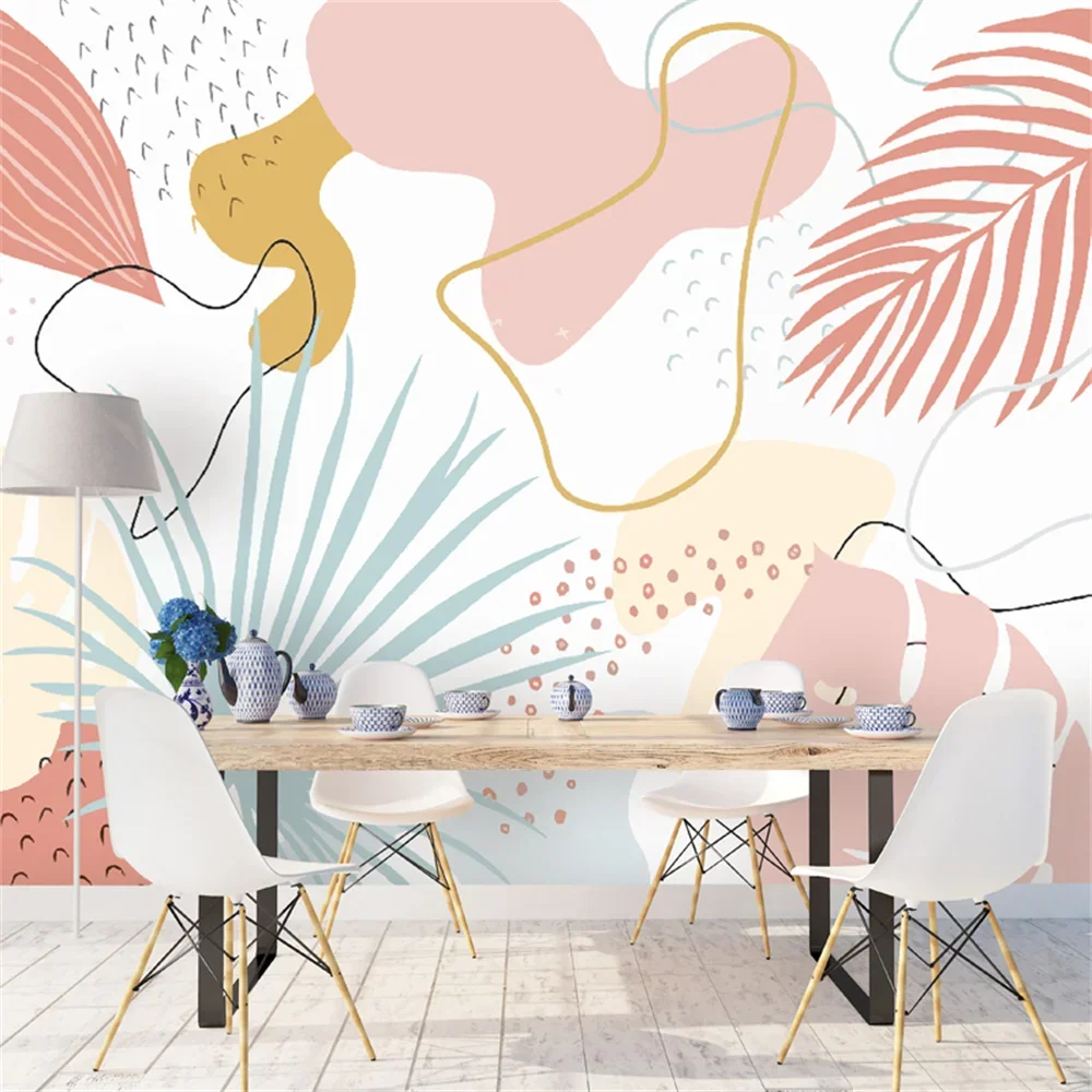 custom Leaves Wallpaper Mural TV Background mural wallpapers for living Room 3D Wall Leaf Sticker 3D home Decor house decoration