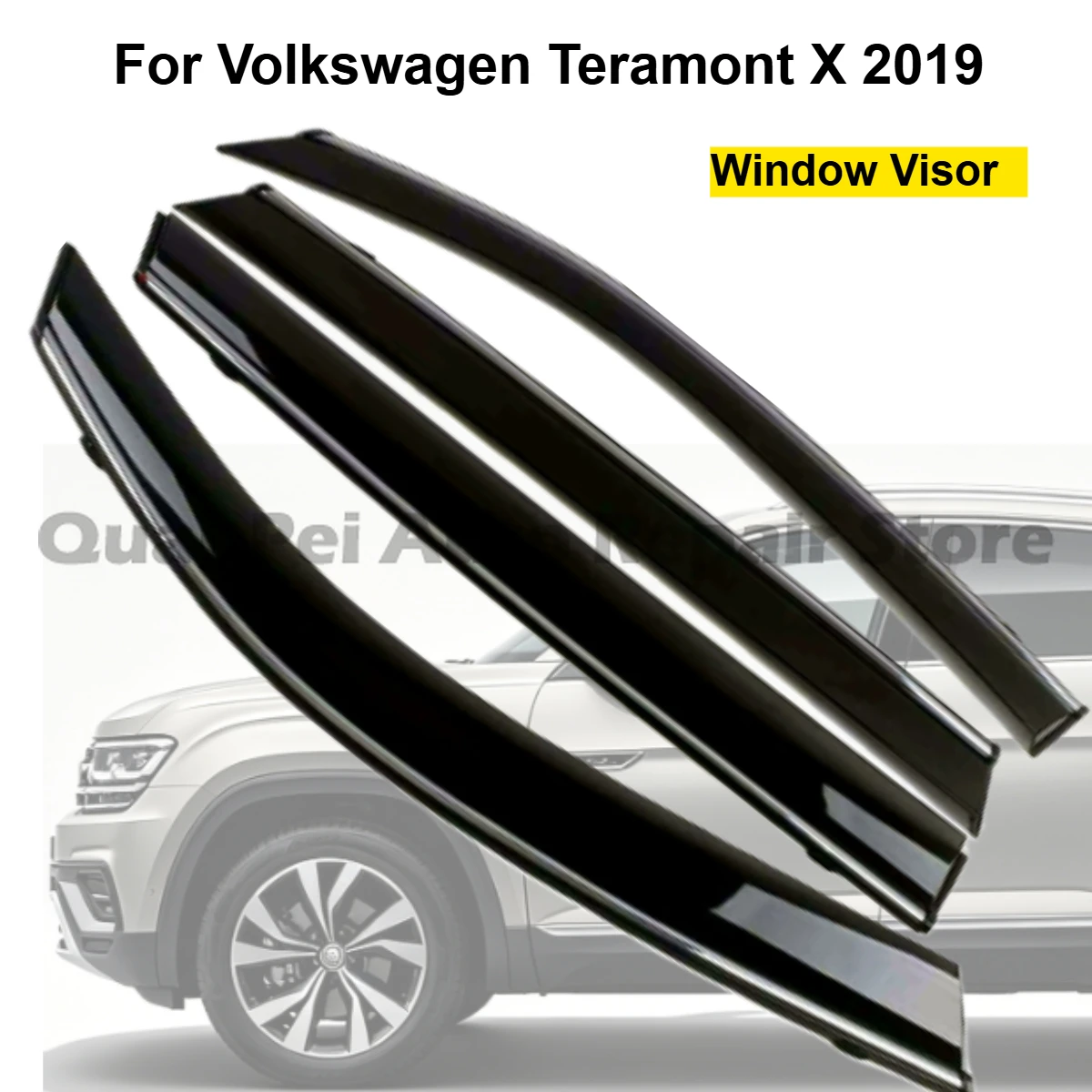 For Volkswagen Teramont X 2019, 4PCS Side Window Rain Shields With Plastic Bright Molding, Weather Resistant Parts