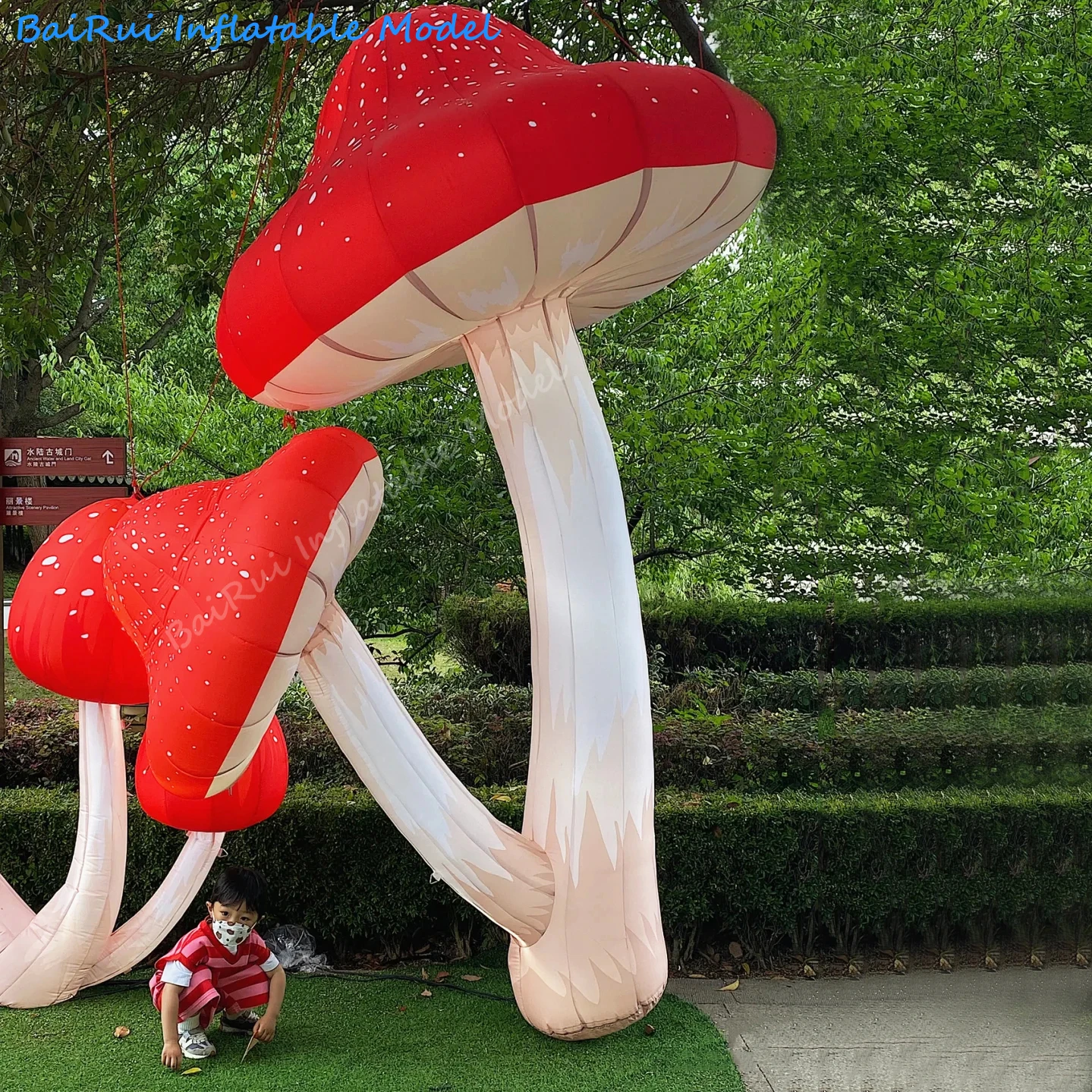 Riesiger aufblasbarer Pilz mit weißem LED-Licht, skurrile Gartendekoration, Event-Hintergrund, Spielbereich, Fotobox-Requisite, Fantasie-Display – Detail 3