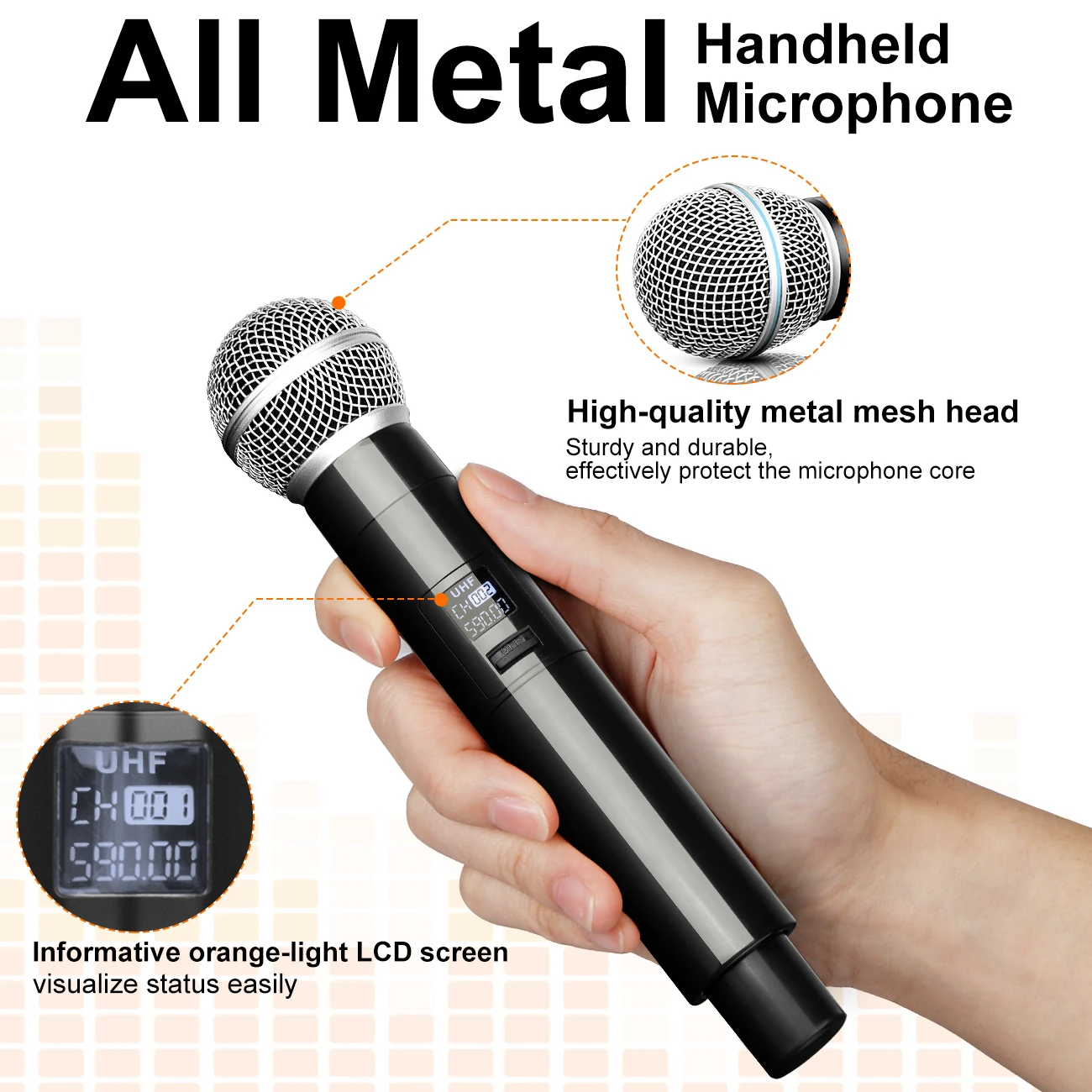 Professional Wireless 4-Channel Wireless Handheld Microphone System For KTV Stage Live Broadcast Dynamic Microphone