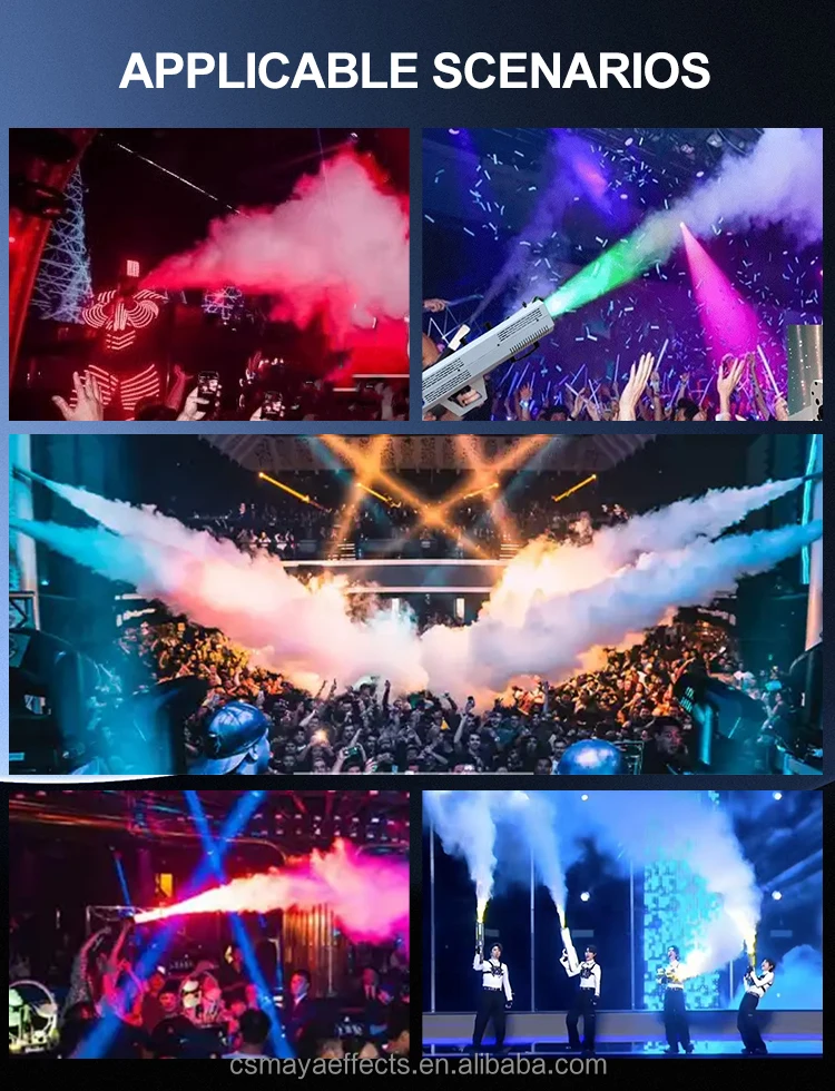 Hand Held Fog Steam Smoke Generator Portable DJ Smoke Shooter 1500W RGB Cannon Jet Music Festival Party Night Club
