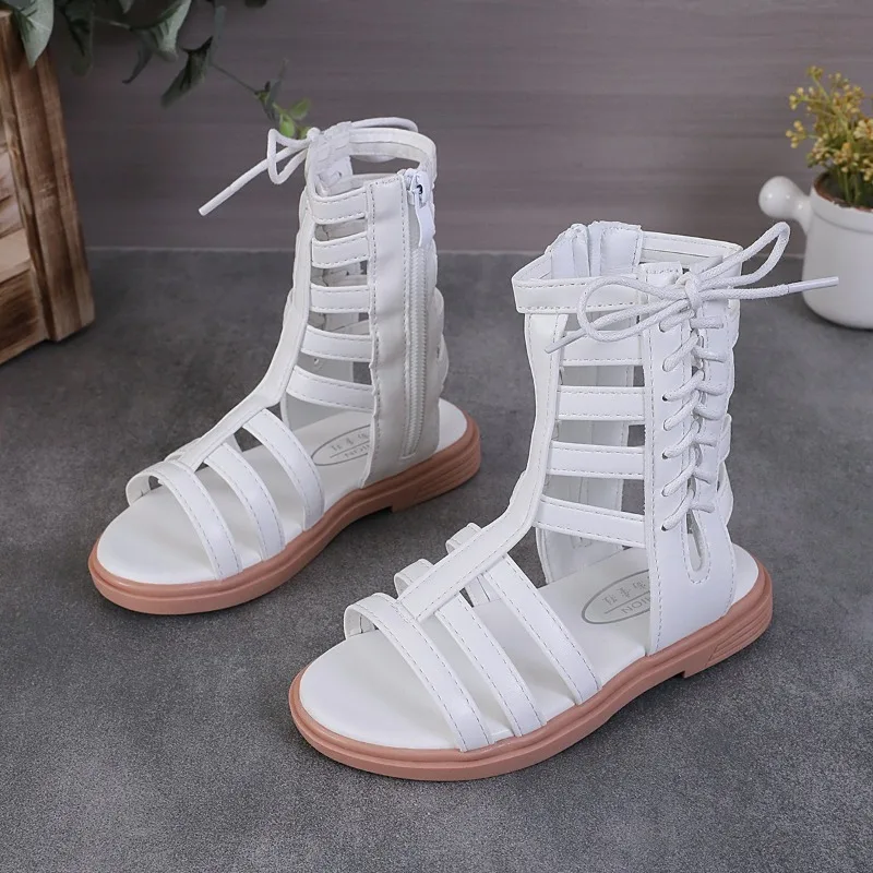 Sandalias Child Sandals Summer New Girl Roman Sandals Soft Sole Kid Princess Mid Size Big Girl Shoe Kid Shoes Cool Boot