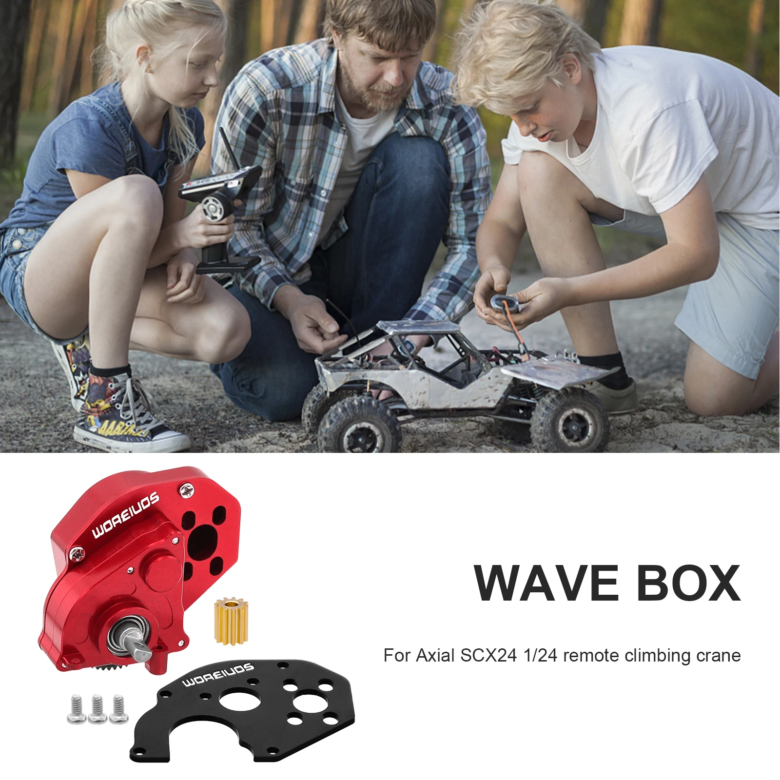 Complete Transmission Gearbox Aluminum Alloy RC Car Transmission Case Gearbox Complete Gearbox for Axial SCX24 1/24 RC Crawler