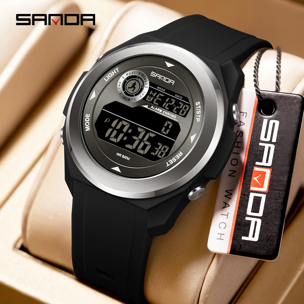 

SANDA 2203, модные новые студенческие цифровые электронные часы, многофункциональные водонепроницаемые будильники, красочные легкие студенческие часы