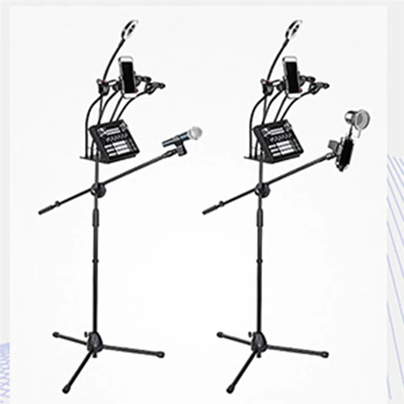 

Превосходный 1 комплект, складная металлическая подставка для настольного микрофона в реальном времени со встроенной пружинной консольной подставкой, черный, A