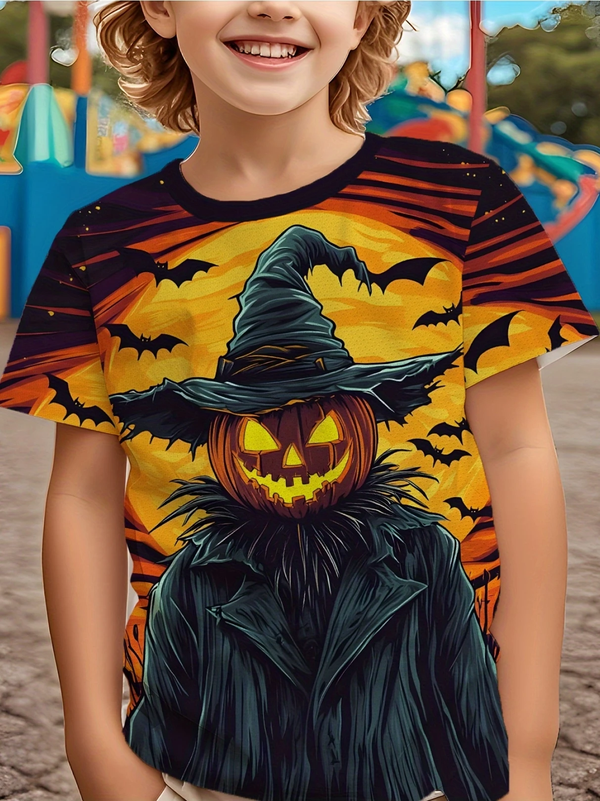 

NEW Halloween Short Sleeve Tops for Boys and Girls, Funny Terror Pumpkin Graphic Tees, Halloween Clothes, Gift for Party