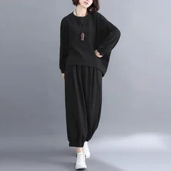 Pants Sets Women's Tracksuit Fashion New O-Neck Casual Sportswear Two Piece Set for Women LOOSE High Street Pants Y2k Clothes
