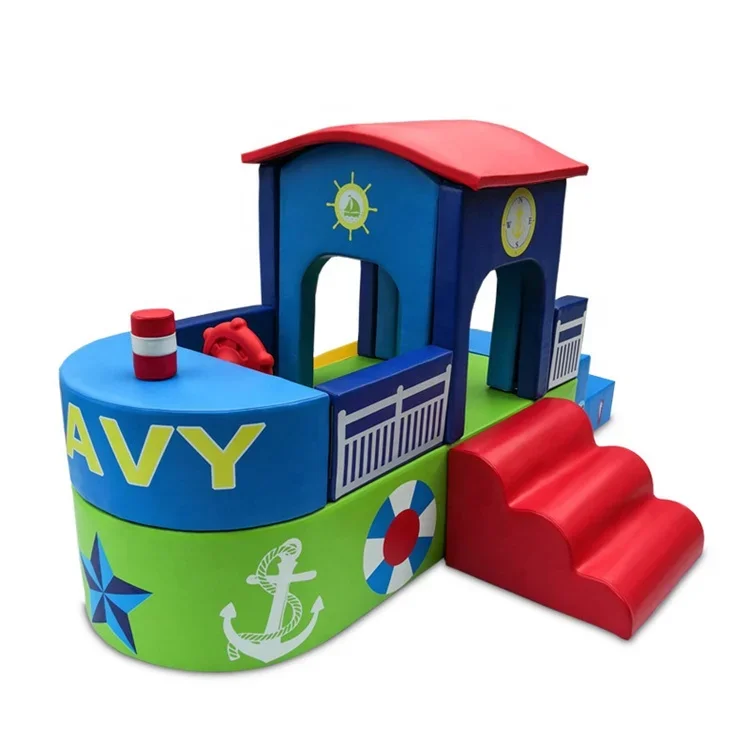 

New style boat theme and soft slide children's learning and walking game equipment