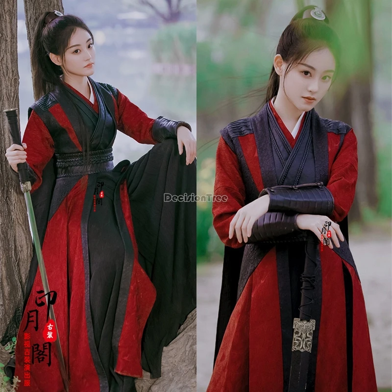 2024 women men ancient style tv film hanfu black red new swordswoman riding assassin costume cosplay retro custom hanfu costume