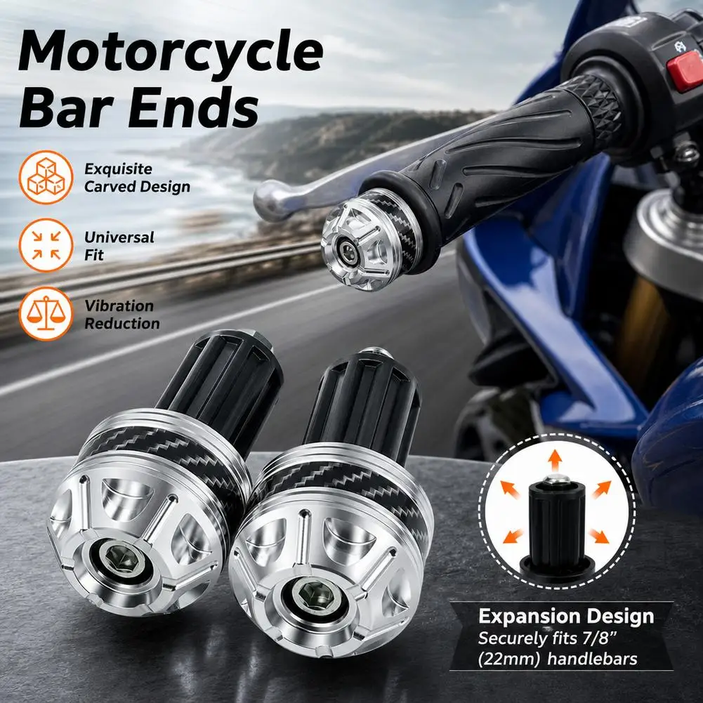 1 Pair Glossy Motorcycle Handlebar End Plugs Universal 7/8