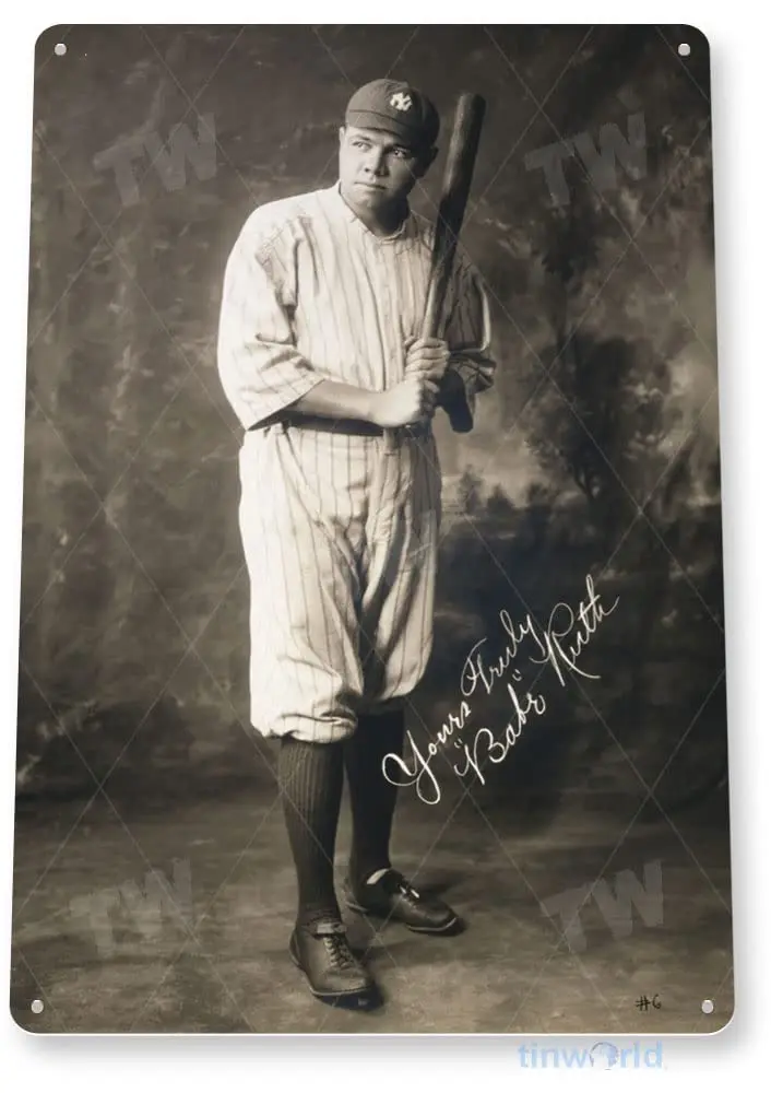 TIN Sign “Babe Ruth” Yankees Baseball Metal Decor Wall Store Card Shop Bar A227