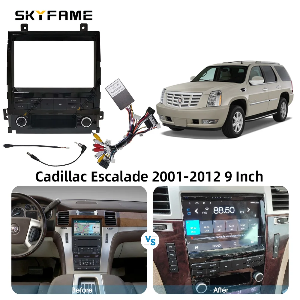 Skyfame อะแดปเตอร์แผงหน้าปัดวิทยุระบบแอนดรอยด์สำหรับ Cadillac Escalade SLS