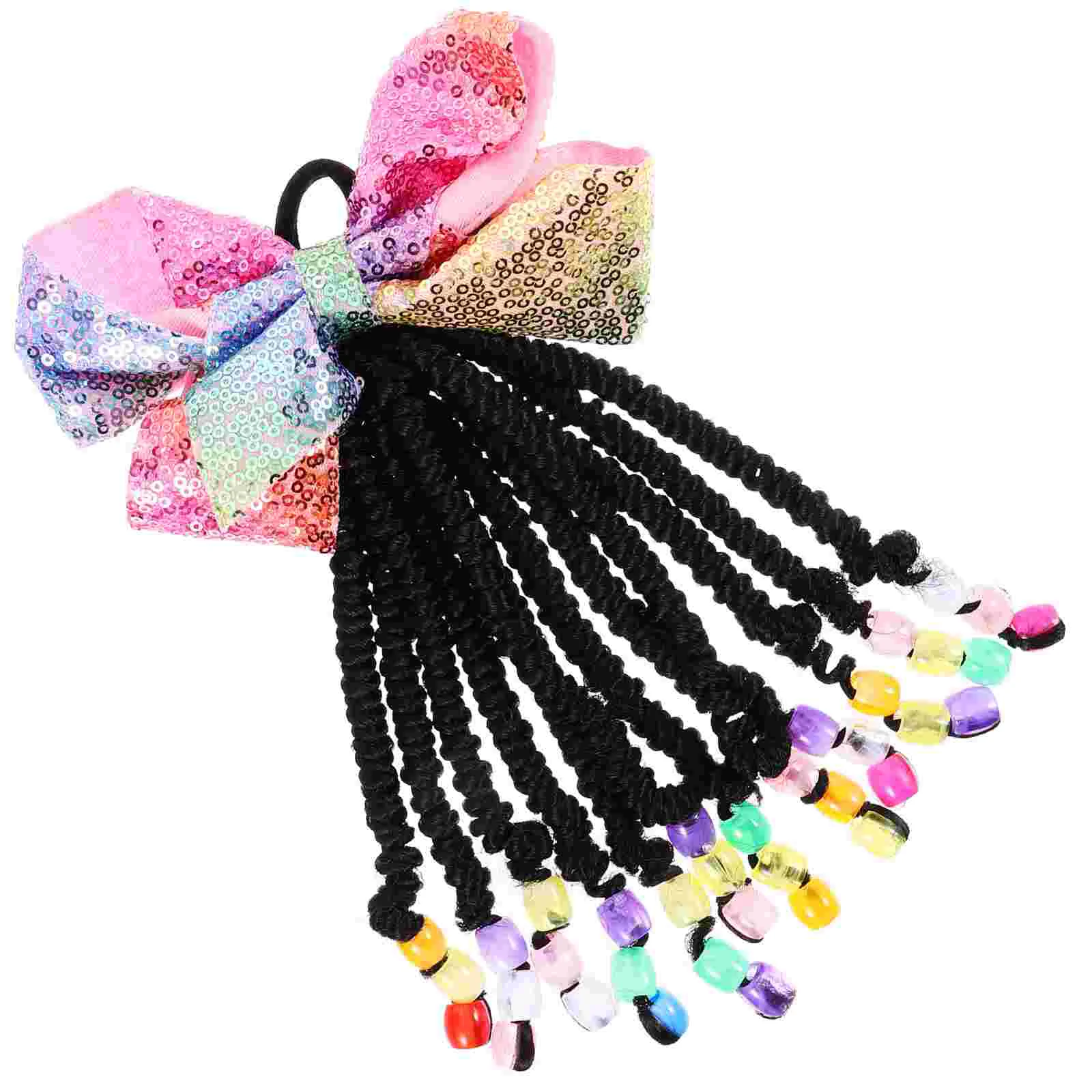 

Children's Dreadlocks Ponytail Braided Women Hair Extensions Bow for Beaded High Temperature Wire