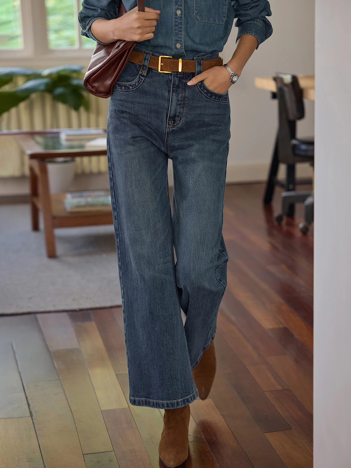 

Solighter, прямые синие джинсы с высокой талией, женские осенне-зимние утягивающие длинные брюки, хлопковые брюки на молнии, чистый цвет