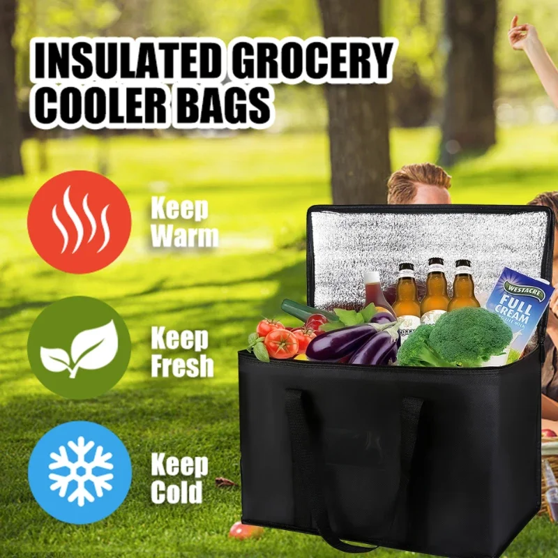 1pc Large Food Delivery Insulated Bag Waterproof Camping Warmer Cold Thermal Bag Kit Food Foil Thermal Insulation Bag Camping